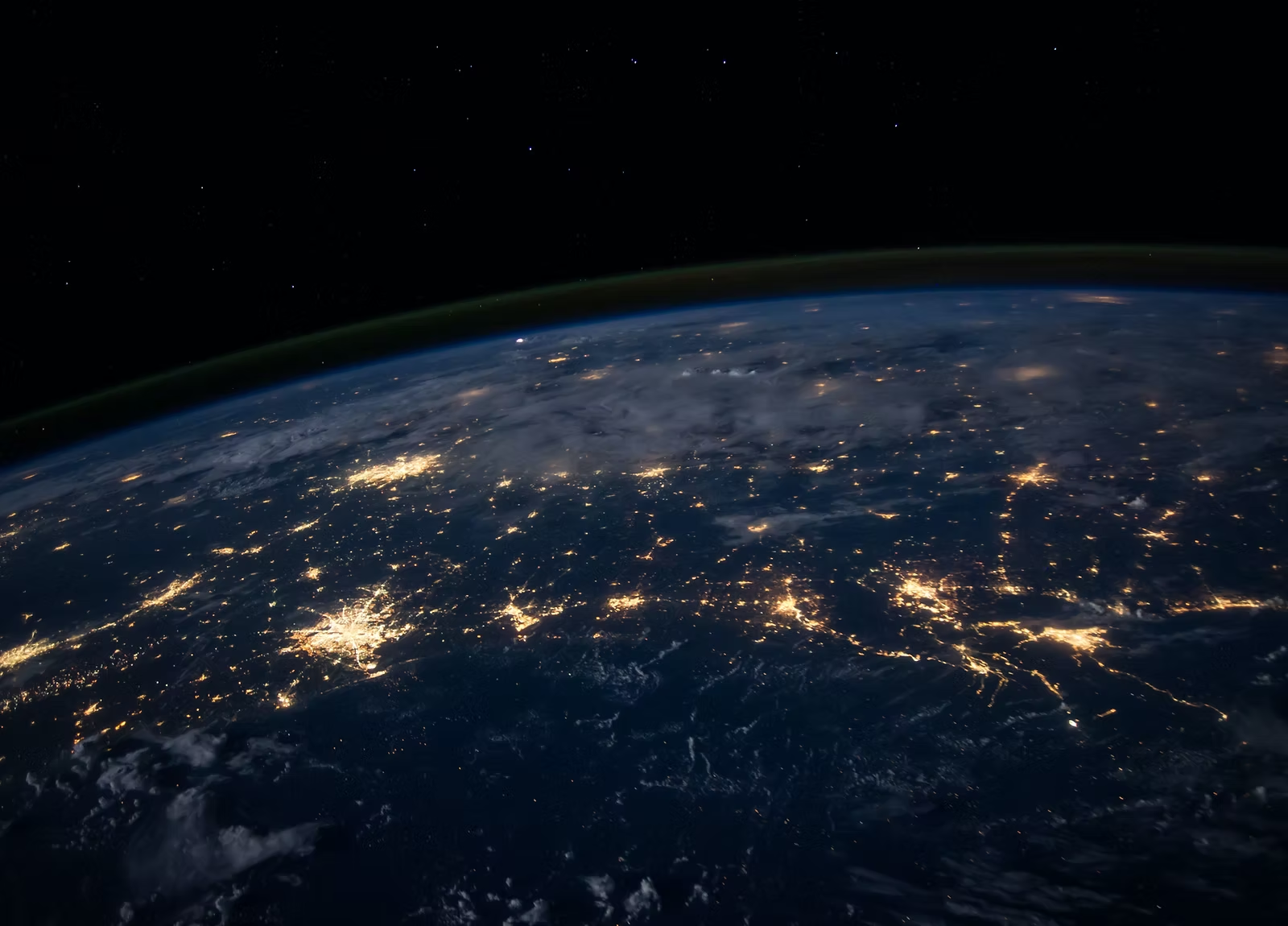 Earth from space showing global city lights