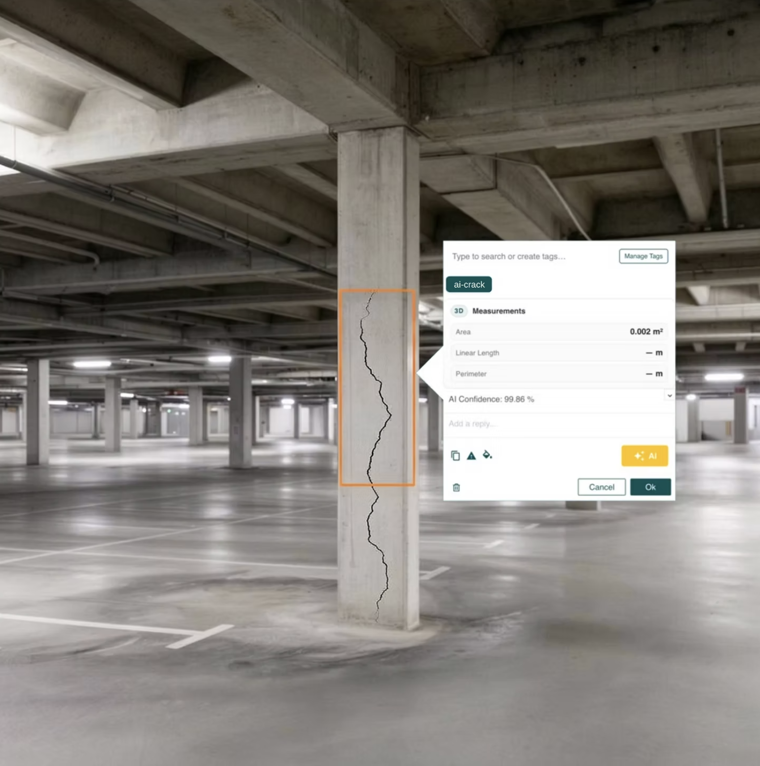 AI parking defect detection software interface