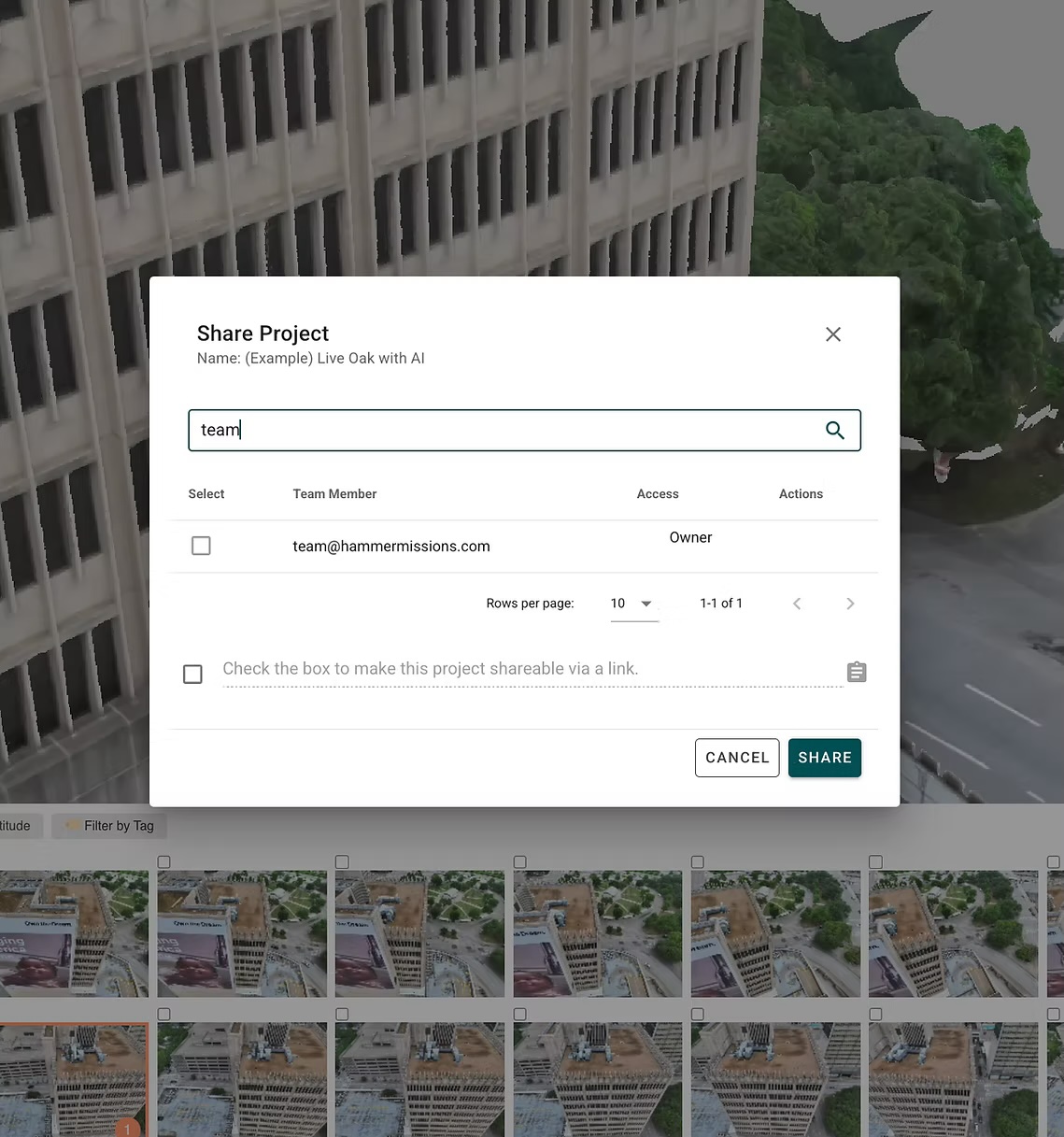 Team collaboration share project interface